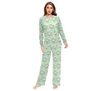 Wudan Global Cuisine, set pigiama da donna, 2 pezzi, comodi pantaloni da pigiama da uomo per andare a casa, Modello di viaggio della cucina globale, X-Large