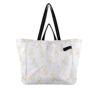 Wudan Grande borsa da cucina robusta in tela, borsa per la spesa casual da uomo, regalo per damigella d'onore, motivo a nastro giallo per la consapevolezza del cancro