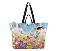 Wudan Grande borsa in tela pieghevole da cucina, borsa per la spesa, borsa per la lavanderia da uomo, bomboniera, viaggio farfalle in vortice floreale