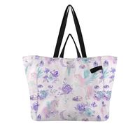 Wudan Grande borsa larga spessa da cucina per la spesa, borsa da uomo per bomboniere, viaggio con unicorni magici e motivo con cristalli