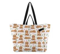 Wudan Grande borsa larga spessa da cucina per la spesa, borsa per la spesa, per uomo, damigella d'onore, presenta un cucciolo di cocker spaniel fresco