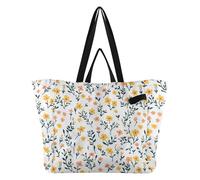 Wudan Grandi borse di tela di canapa borse della spesa da cucina alla moda borsa artigianale per gli uomini kit di consegna maternità fiori essenziali narciso Snapdragon peonie bianco