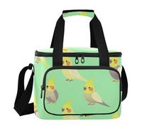 Wudan Green Budgie Bird Doodle Borsa termica isolata PEVA foderato Road Trip adulti