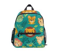 Wudan Il grande capretto Zaini la cinghia del petto dei bambini prescolari Bookbag per il parco di divertimenti, Carino animali della giungla facce, M