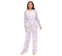 Wudan Pigiama da donna, 2 pezzi, con gatti carini, rosa, comodi pantaloni della tuta da uomo per andare a casa, Cute Cats Rosa, Medium