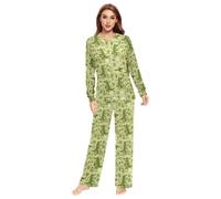 Wudan Pigiama da donna con stampa di coccodrillo, set da 2 pezzi, caldo, da uomo, per la casa, Coccodrillo, Small