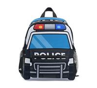 Wudan Police Car Art Kids Zaini Bambino Studenti Libro Borse per la scuola materna, Auto della polizia Art, Small