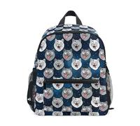 Wudan Ragazze Bambini Zaino Cinghia Petto Prescolare Bambini Libri Borse per Elementare, Strano gatto stellato, Small
