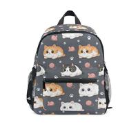 Wudan Zaini per bambini con cinghia toracica per ragazze borse per libri per studenti per viaggiare, Cute Cats Grigio, Small