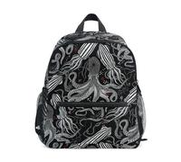 Wudan Zaini per bambini grandi con tasche in età prescolare borse per libri per elementari, Strane creature marine oscure, Small