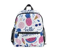 Wudan Zaino classico per bambini con tasche per bottiglie per bambini, studenti, librerie per viaggi, Ciao Estate Rosa Blu Motivo Tropicale, M