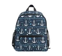 Wudan Zaino classico per bambini con tasche per studenti ragazzi borsa per libri per aereo, Modello di ancoraggio nautico di notte stellata, S
