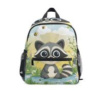 Wudan Zaino per bambini Cinghia toracica Bambini Bambini Libri Borsa per la scuola materna, Lavanda Daisy Procione Scena, Medium