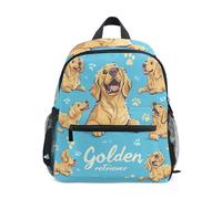 Wudan Zaino per bambini con tasche Borsa per libri per studenti per campeggio, Collezione allegra Golden Retriever, S