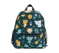 Wudan Zaino per bambini con tasche per bambini in età prescolare per libri da viaggio, Animali della giungla allegri, Medium