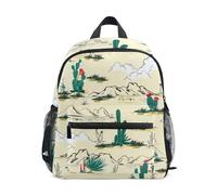 Wudan Zaino per bambini con tasche per bottiglie Borsa per libri per bambini per campeggio, Modello di paesaggio del cactus del deserto, Medium