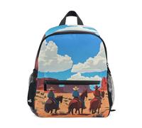 Wudan Zaino per bambini con tasche per ragazze studentesse librerie per elementari, Cowboy Trio Viaggio Sotto Un Cielo Luminoso, M