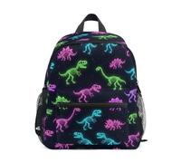 Wudan Zaino per ragazze e bambini, con cinghia toracica, per bambini, libri, borsa da viaggio, Ossa di dinosauro neon nero, Medium