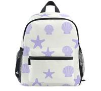 Wudan Zaino personalizzato per bambini, durevole e di lunga durata, Conchiglia Stelle Marine Lavanda, Small, Casual