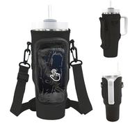 WUDEUI Borsa porta bottiglie d'acqua per bicchiere Stanley da 1,18 l, con tasca per telefono, tracolla regolabile, porta bottiglia d'acqua, accessori Stanley Cup, Nero , Classico