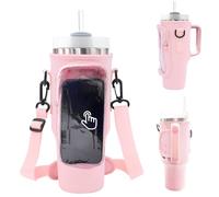 WUDEUI Borsa porta bottiglie d'acqua per bicchiere Stanley da 1,18 l, con tasca per telefono, tracolla regolabile, porta bottiglia d'acqua, accessori Stanley Cup, rosa, Classico