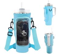WUDEUI Borsa porta bottiglie d'acqua per bicchiere Stanley da 1,18 l, con tasca per telefono, tracolla regolabile, porta bottiglia d'acqua, accessori Stanley Cup, Blu, Classico