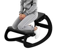 WUDLEP Sedia ergonomica inginocchiata, sgabello a dondolo regolabile a 3 marce, sgabello in legno, per meditazione e sollievo dal dolore al collo, nero