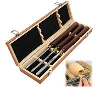WUDLEP Set di 3 sgorbie per tornitura per legno, utensili per tornitura per legno con lama HSS, utensili per tornio con scalpelli da 3/8", 1/2" e 5/8", manici in faggio con puntali in ottone, per