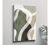 WUDUM Quadro su tela astratto verde e bianco per soggiorno,camera da letto,arredamento per la casa,arte astratta boho,quadri moderni,decorazione da parete 60x90 cm (24x35 pollici) con cornice