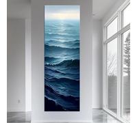 WUDUM Stampa su tela di arte murale con paesaggio marino astratto,paesaggio verticale,decorazione da parete nautica,50x160 cm (20x63 pollici) con cornice