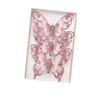 wueiooskj 3 pezzi di decorazioni natalizie a forma di farfalla scintillanti ed eleganti, per un'atmosfera da sogno negli angoli del soggiorno e negli spazi delle feste, rosa, 11.5x2x10 cm