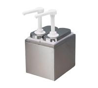 wueiooskj Dosatore per condimenti da 1,4 l, manuale, per commerciale, cucina, sala da pranzo, cinque testine, Doppia testa