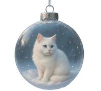 wueiooskj Globo di gatto 3D, decorazioni per l'albero di Natale fatte a mano, regalo Natale in acrilico, per gli amanti degli alberi e dei gatti, F