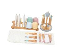 wueiooskj Set di piatti e posate da cucina giocattolo in legno per imparare le abilità di in cucina attraverso il gioco ruolo simulazione, piatti simulazione, stoviglie per giocattoli