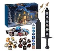 Würfel Adventskalender Set, 24- Countdown Kalender Mit Sammlerwürfeln,Brettspiel Rollenspiel Perfektes Weihnachtsgeschenk Für RPG Fans, Tabletop Enthusiasten Familien, Zufällige Farben Im Schw