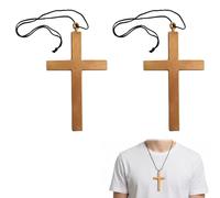 WUERKIYA Collana Croce Costume - Set 2 Pezzi con Croce Grande e Nastro Nero - Accessorio Halloween, Cosplay Prete/Monaco, Feste a Tema e Decorazioni