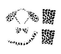 WUERKIYA Costume Dalmata Cane Dalmata Orecchie Fascia Farfallino Coda Set con 4 Fogli Feltrini Adesivi per Halloween Carnevale Accessori Giungla Festa in Maschera Costumi Adulti Bambini