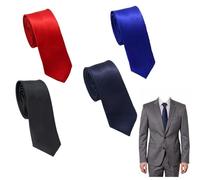 WUERKIYA Cravatta Uomo Stretta 5cm Set 4 Pezzi in Raso Lucido Vari Colori Eleganti Cravatte Slim per Matrimonio Ufficio Cerimonia con Scatola Regalo
