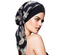 WUERKIYA Sciarpe donna Copricapo copricapo da Chemio Set Pre-Legato a Pieghe Nero