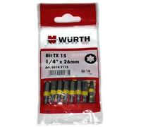 Würth 10 viti TX15 da 1/4" x 26 mm, TX 20 C, 6,3, testa esagonale 06143115