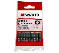 Würth 10 viti TX25 da 1/4" x 26 mm, TX 25 C, 6,3, testa esagonale 06143125
