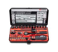 Würth Black Edition, set di chiavi a bussola a cricchetto, 34 pezzi, chiave a cricchetto 1/4 di pollice con connettore a due componenti, custodia chiavi a base in acciaio cromato nero, basi multiple
