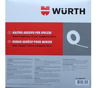 WÜRTH, nastro adesivo per specchi, larghezza 12 mm, lunghezza 25 m, per il fissaggio di specchi, traverse per finestre, distributori, ganci e il settore sanitario, nastro biadesivo di colore nero, supporto in polietilene e adesivo acrilico