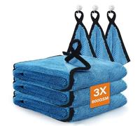 WUFANC 3 Pezzi Panni Microfibra Auto - 60 cm x 40 cm Panno Asciugatura Professionale Senza Sfaldatura, Elevata Assorbenza - Panno Microfibra per la Pulizia di Auto, Moto, Finestre e Vetri