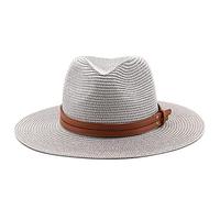 WUFANGBU Cappello Panama Cintura Gialla Accessori Cappello A Cilindro in Paglia Tessuta Spiaggia Traspirante Casual Jazz Cappello di Paglia 60Cm Grigio