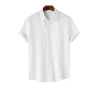 WUFANGBU Maglietta a maniche corte da uomo, in tinta unita, casual, traspirante, a maniche corte, con chiusura a bottoni, vestibilità morbida, per l'uso quotidiano