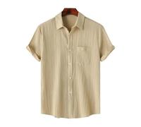 WUFANGBU Maglietta a maniche corte da uomo, in tinta unita, casual, traspirante, a maniche corte, con chiusura a bottoni, vestibilità morbida, per l'uso quotidiano