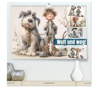 Wuff und weg! (hochwertiger Premium Wandkalender 2026 DIN A2 quer), Kunstdruck in Hochglanz: Beim täglichen Gassigang zeigt sich schnell, wer hier an der Leine hängt, ist reine Formsache.