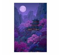 WUFIEA Arte murale su tela con paesaggio naturale La notte violetta Soggiorno Studio regali per le vacanze(viola208)-60x90cm Non incorniciato