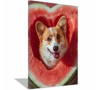 WUFIEA Divertente Poster stampe d'arte murale di cani vintage Dolce e delizioso per Cucina Camera da letto Sala yoga(rosso)-60x80cm Incorniciato